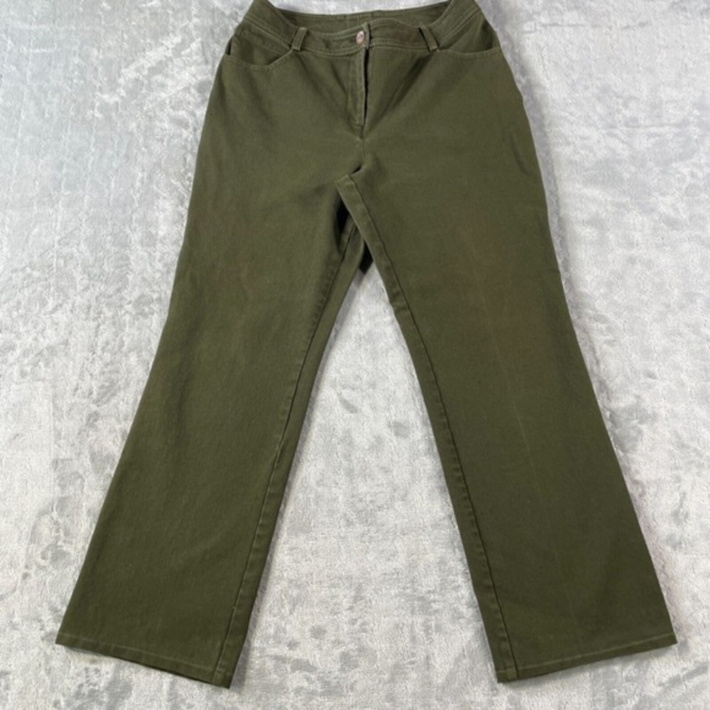 St John Jeans Pants Womens Size 26 Green‎ Crop Stretch Straight Mid Rise Office